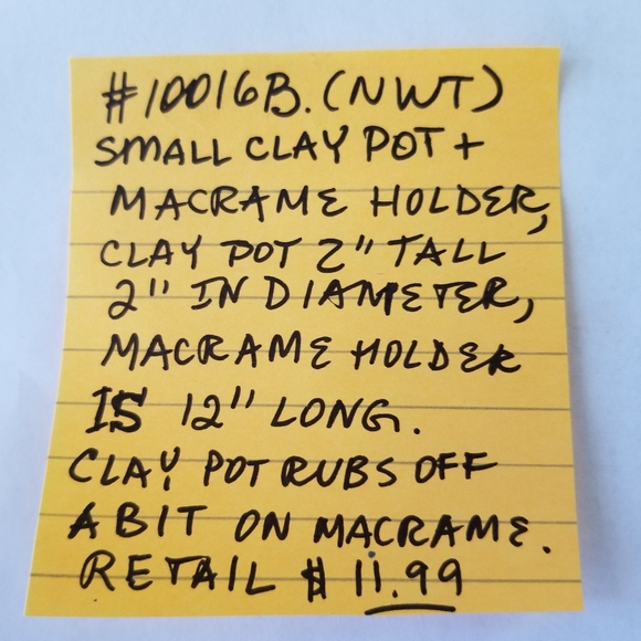 #10016B New 2" Clay Pot in Green Macrame Holder - Picture 8 of 8